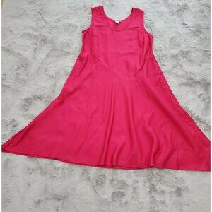 Jessica London Dress Womans 14 Pink Rayon Linen Sleeveless Side Zip